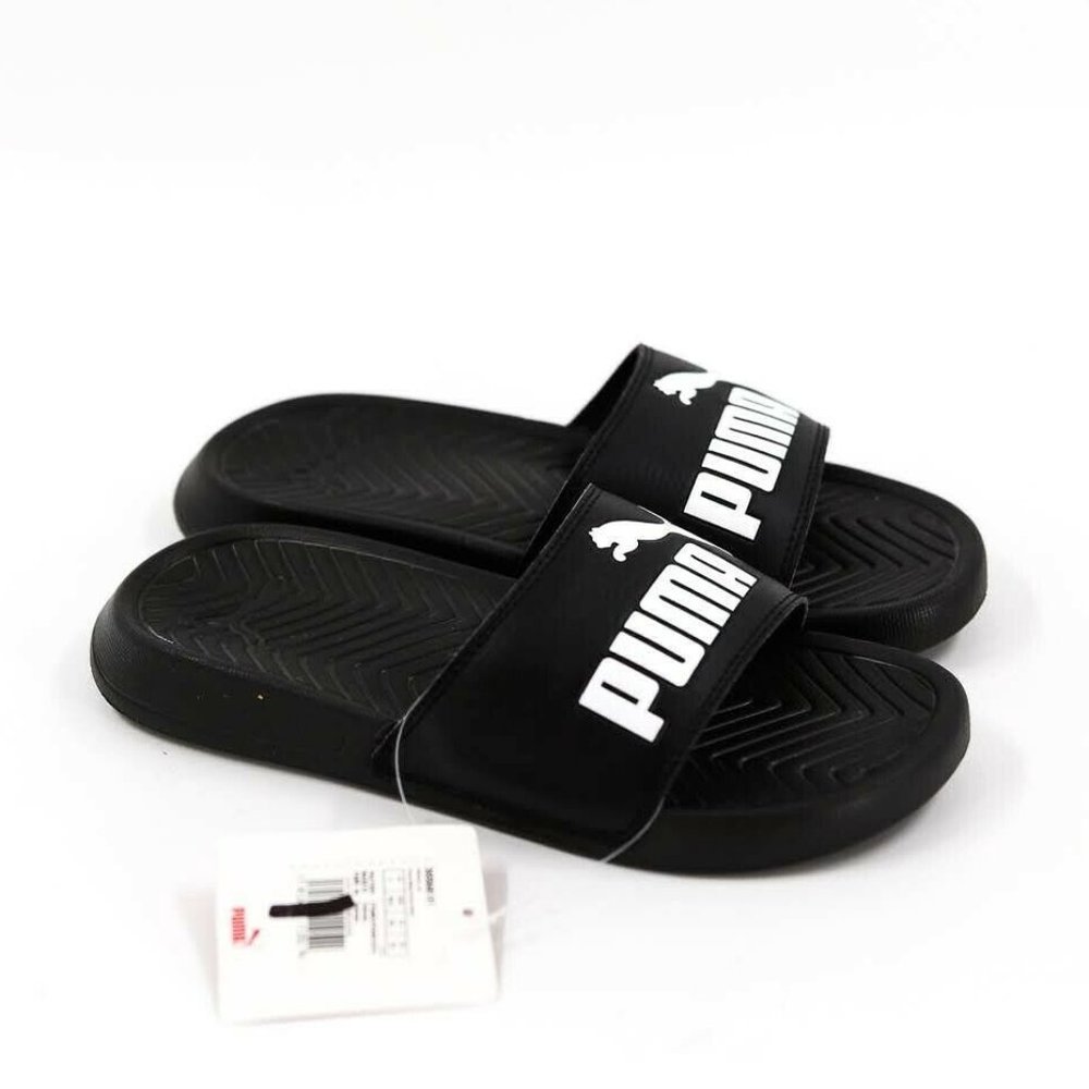 Puma Youth Cool Cat V Black Slide Sandals NEW